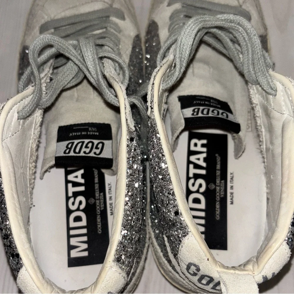 Golden goose women’s mid stars silver grey glitter 39 eu 9 tennis shoe sneaker - Picture 6 of 15
